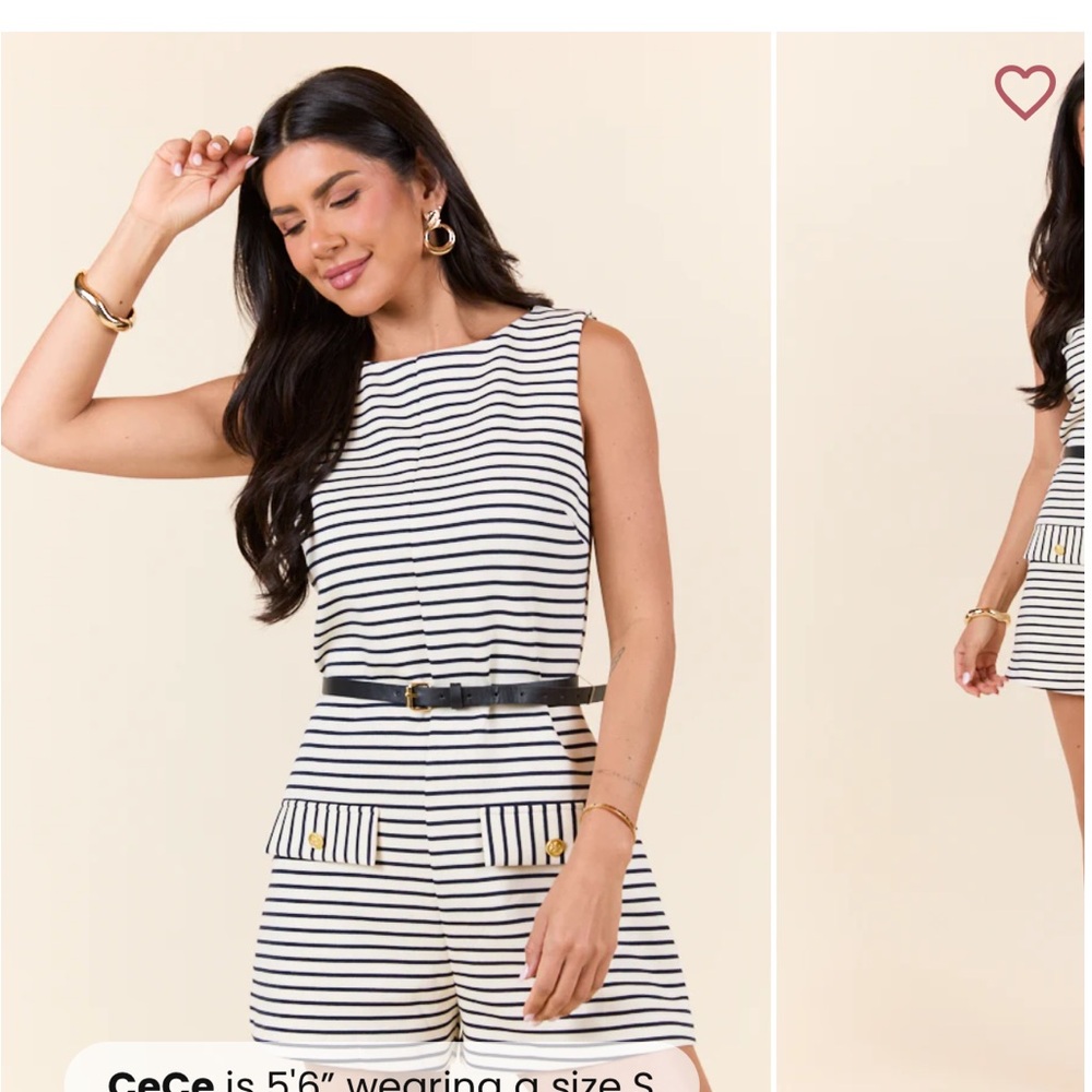 NWT Pink Lily Striped Sleeveless Jumpsuit